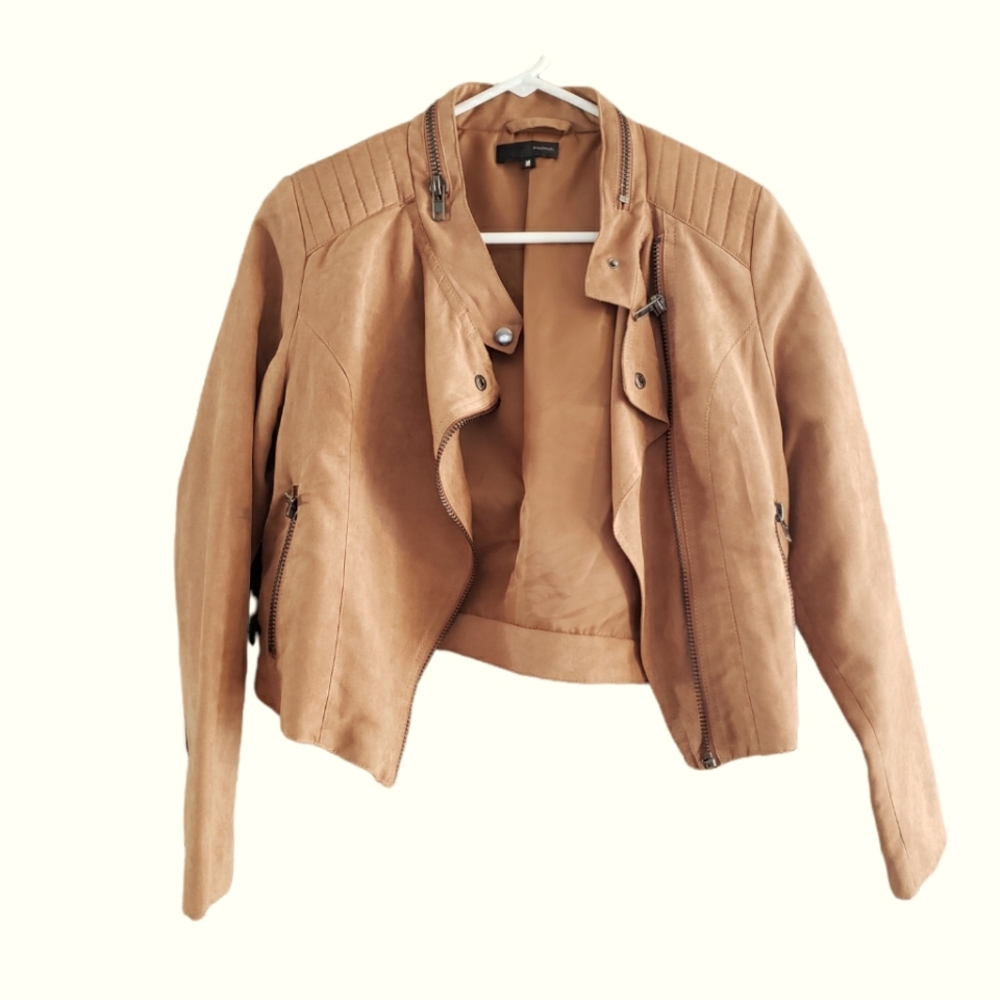 LovPosh Tan Brown Crop Zip Jacket
